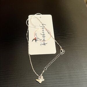 Silver tone Butterfly Pendant Necklace new